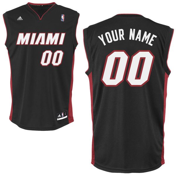 Men Adidas Miami Heat Custom Replica Road Black NBA Jersey->customized nba jersey->Custom Jersey